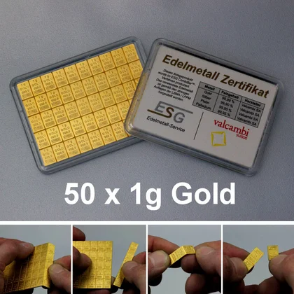 50g Goldtafel mit Zertifikat